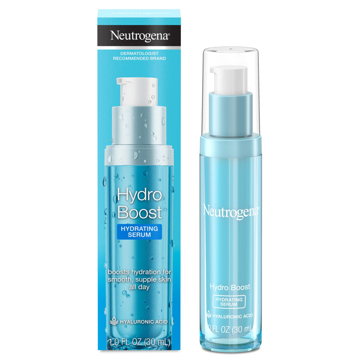 Neutrogena Hydro Boost Hyaluronic Acid Serum, 1 Fl. Oz - Hydrating, Oil-Free Facial Moisturizer