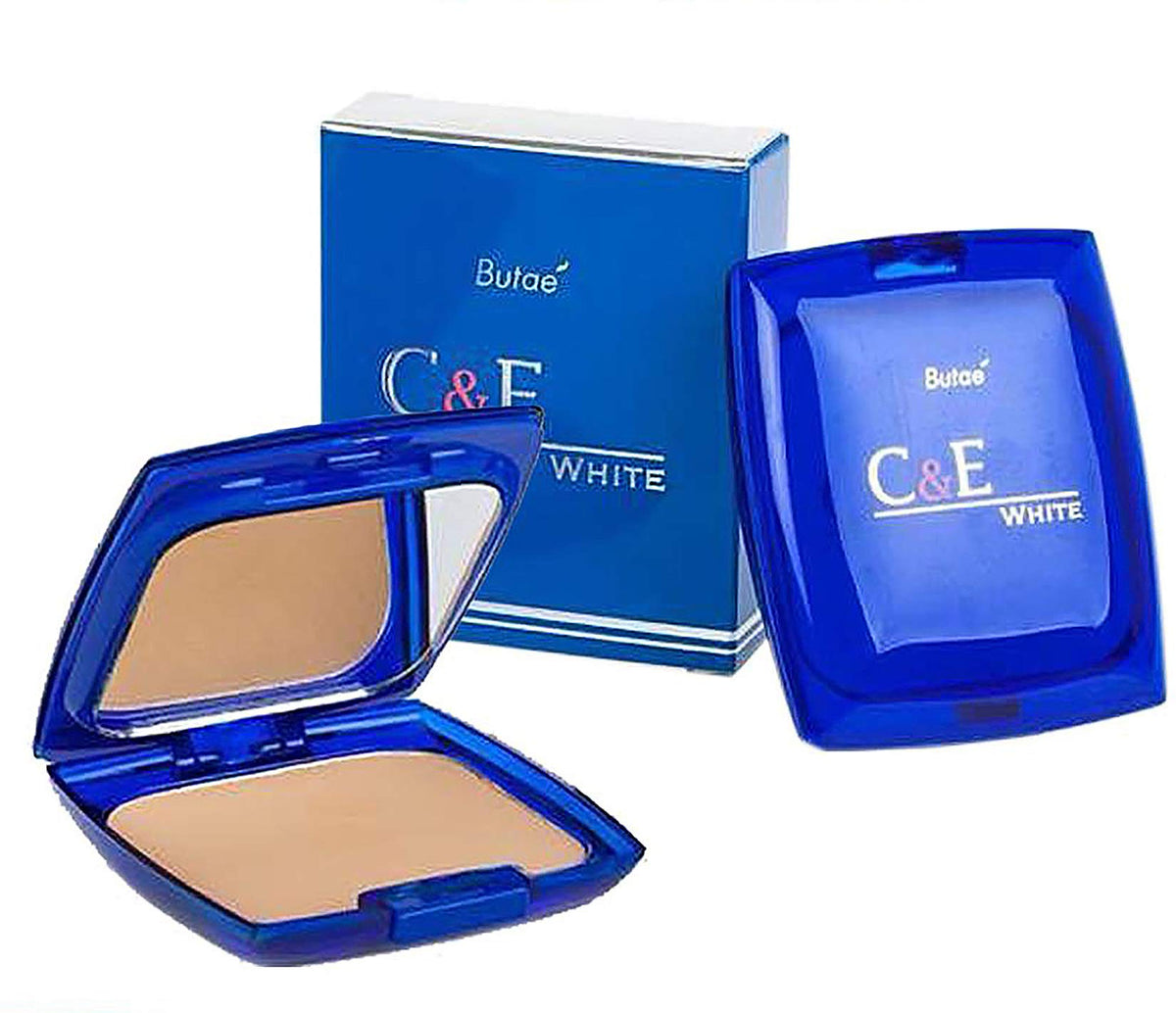 Butae C & E White Oil Control Face Powder Foundation Compact - Soft Beige, Long Lasting Glowing Skin