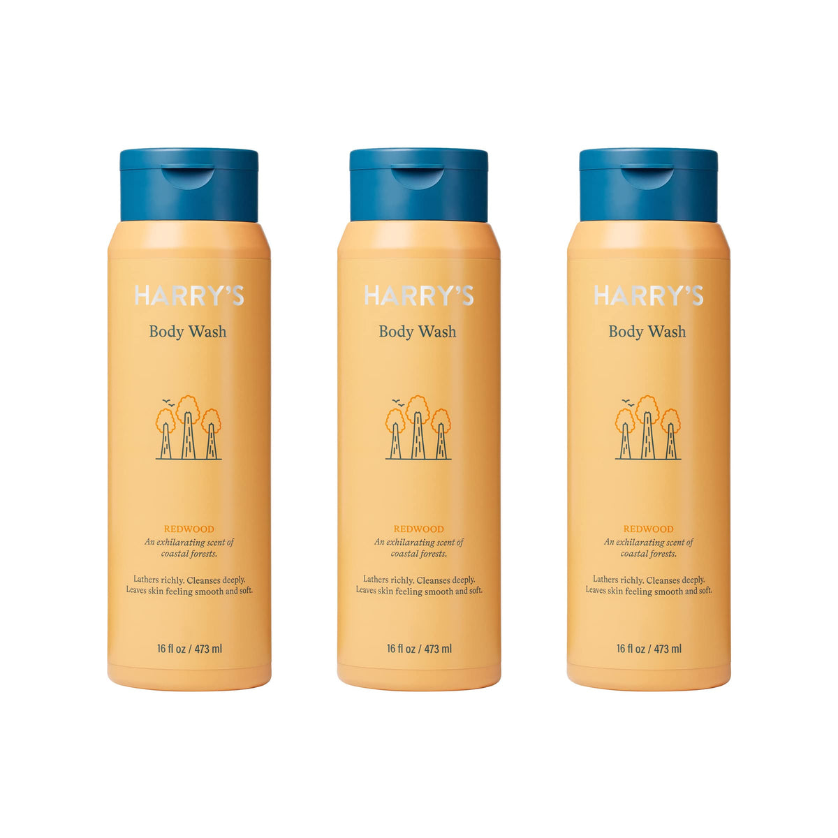 Harry'S Men'S Body Wash Shower Gel - Redwood, 16 Fl Oz, Pack Of 3 - Refreshing Cleanse