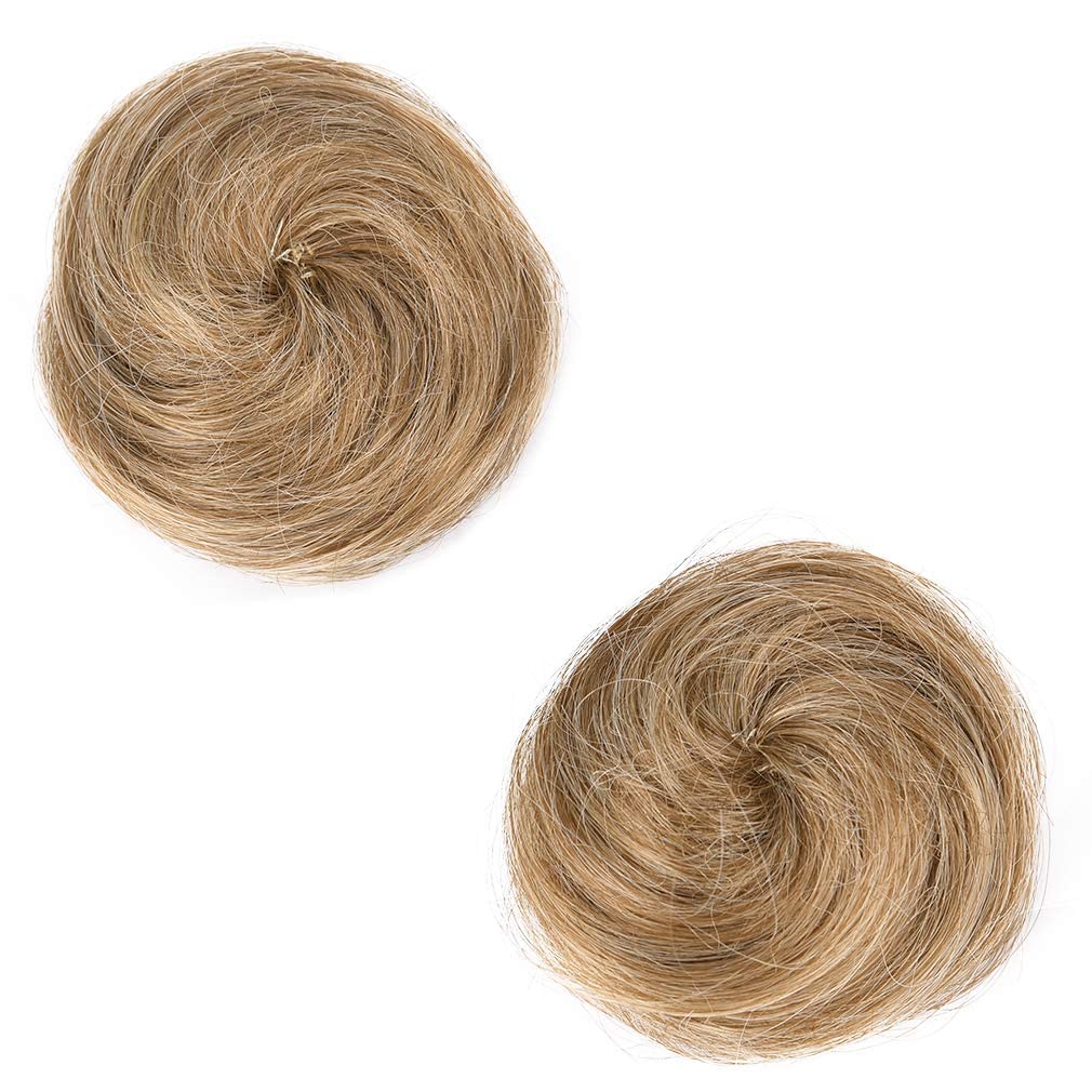 Reecho Dark Blonde Space Bun Hair Pieces, 2 Pcs Claw Clip Extensions For Women & Girls