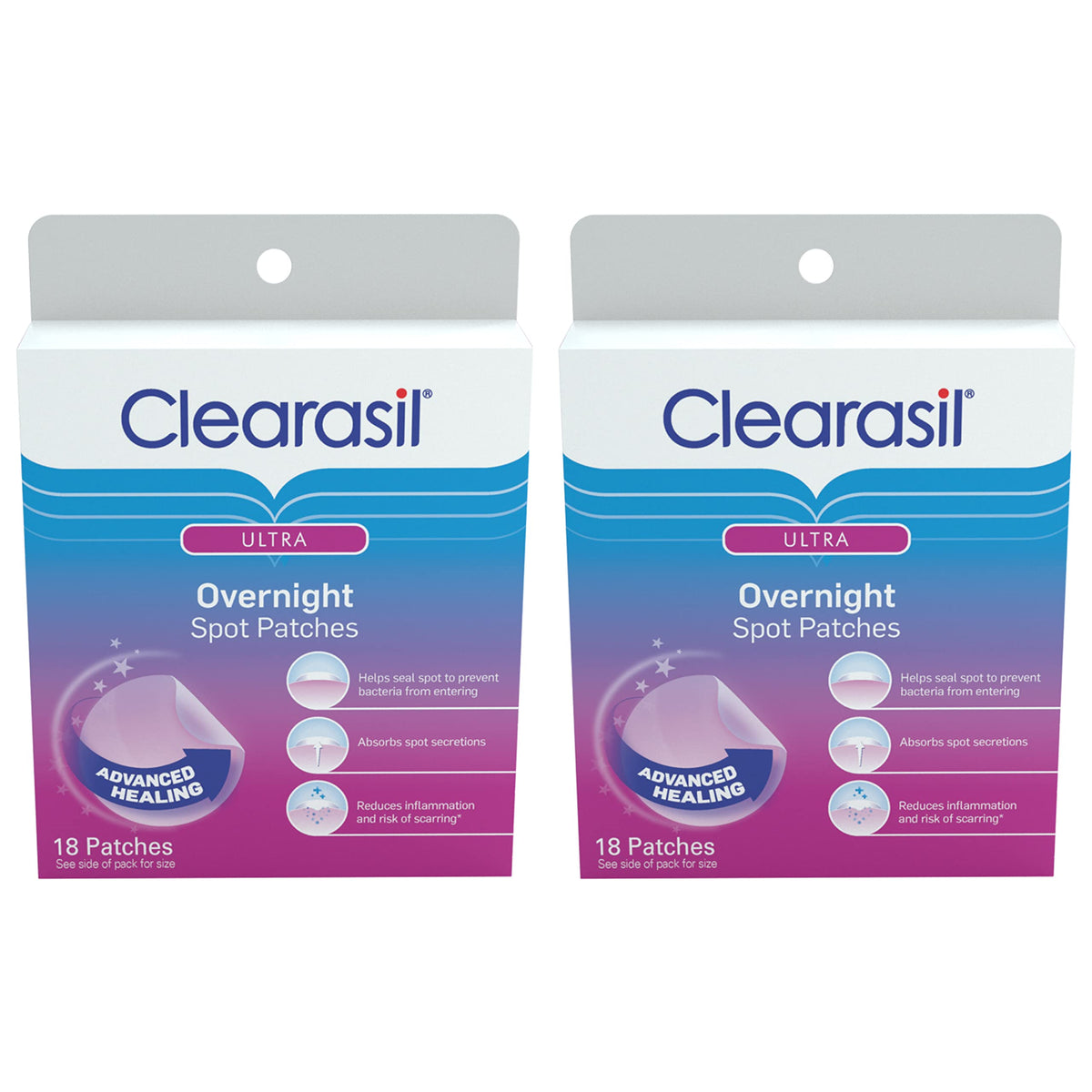 Clearasil Acne Spot Patches, 18 Count (Pack Of 2) - Overnight Treatment For Stubborn Pimples