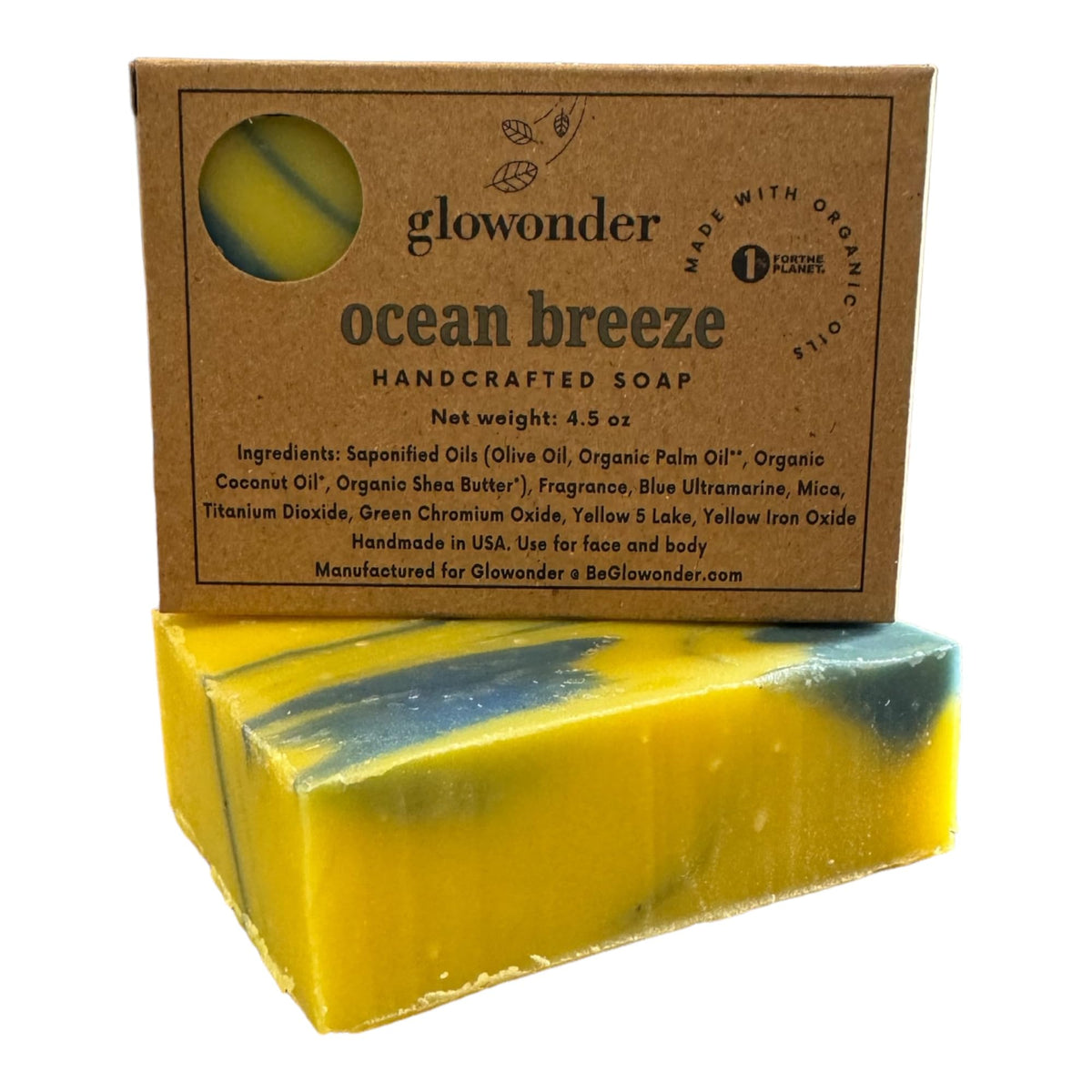 Glowonder Ocean Breeze Organic Bar Soap - Moisturizing, Cruelty-Free, 4.5 Oz For Face & Body