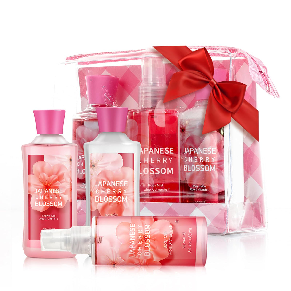 Generic Japanese Cherry Blossom Bath & Body Gift Set - Shower Gel, Lotion, Body Mist, 3Pcs