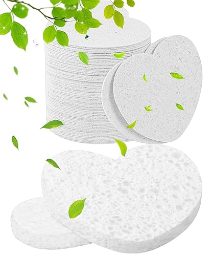 Metuuter 50-Count Natural Cellulose Facial Sponges For Cleansing, Exfoliating, Makeup Removal