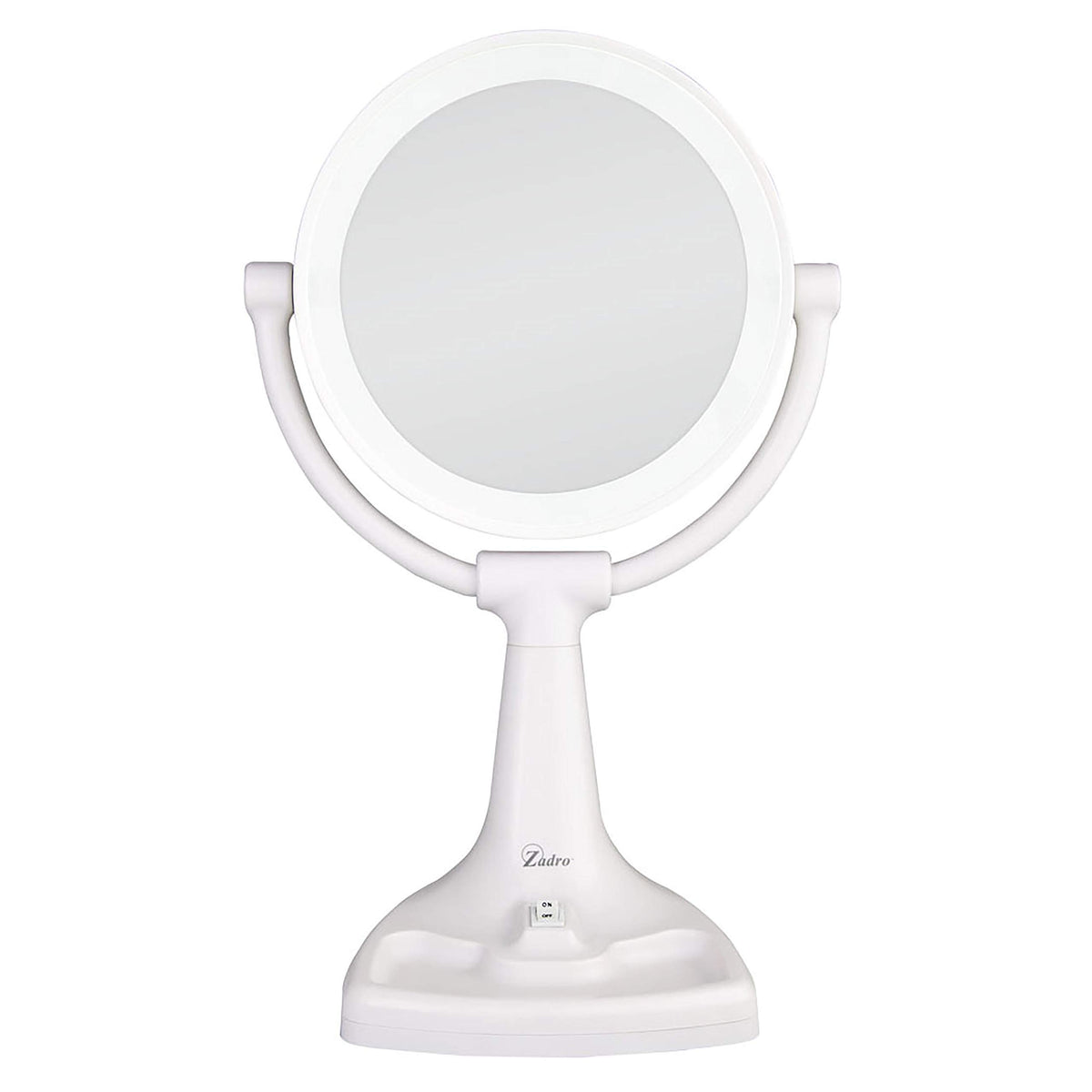 Zadro 11&quot; Lighted Makeup Mirror - 10X/1X Magnification, Bright White, With Tray