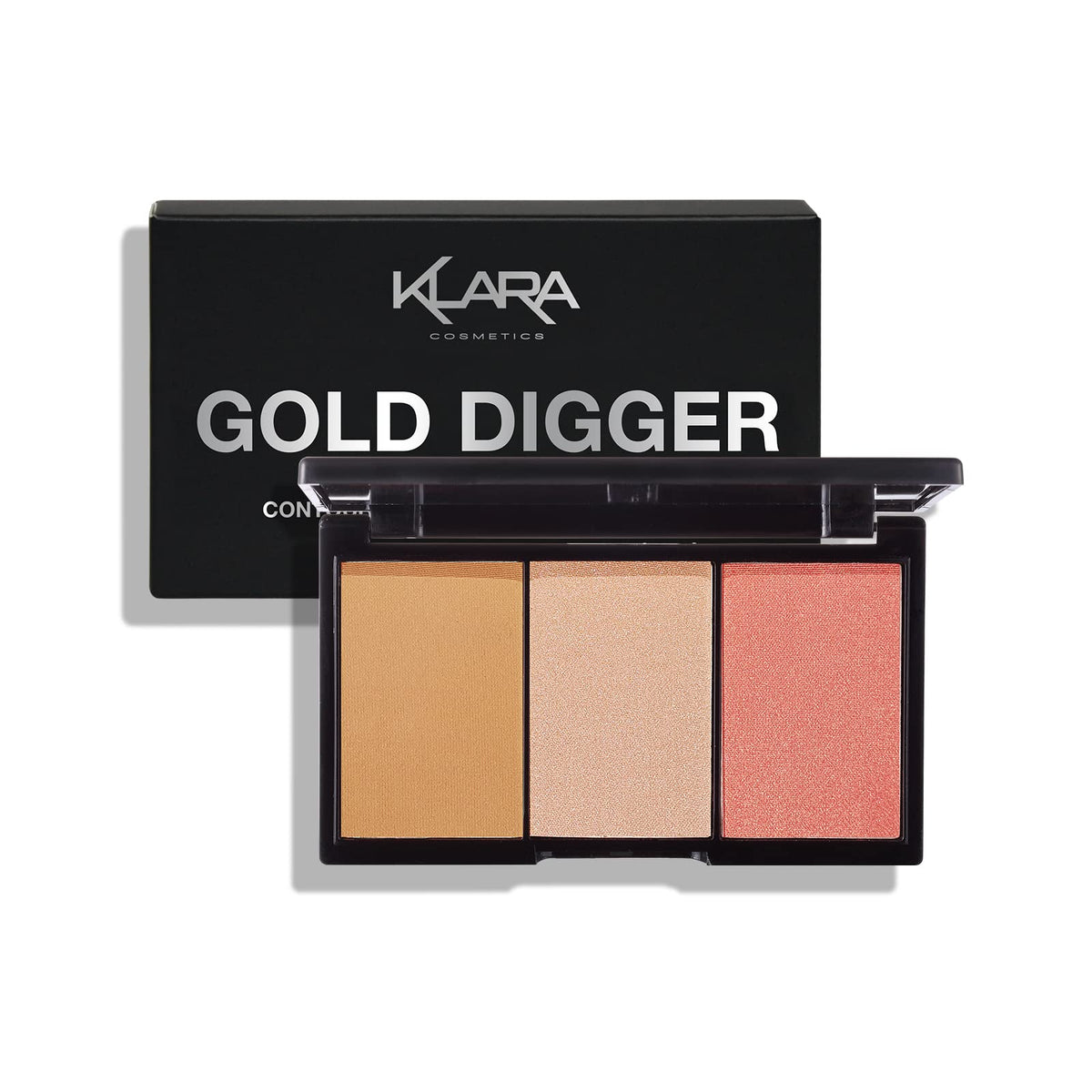 Klara Cosmetics Gold Digger Contour Palette - Long Lasting Blush & Highlight, 0.35Oz