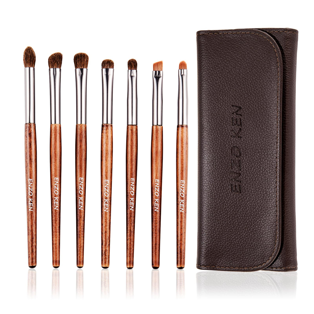 Enzo Ken Natural Pony Hair Eye Shadow Brush Set - Small Eyeshadow & Contour Brushes