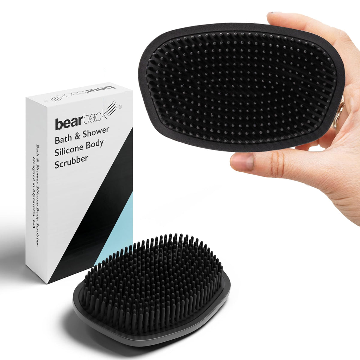 Bearback Premium Silicone Body Scrubber Attachment For Bath & Shower - Black