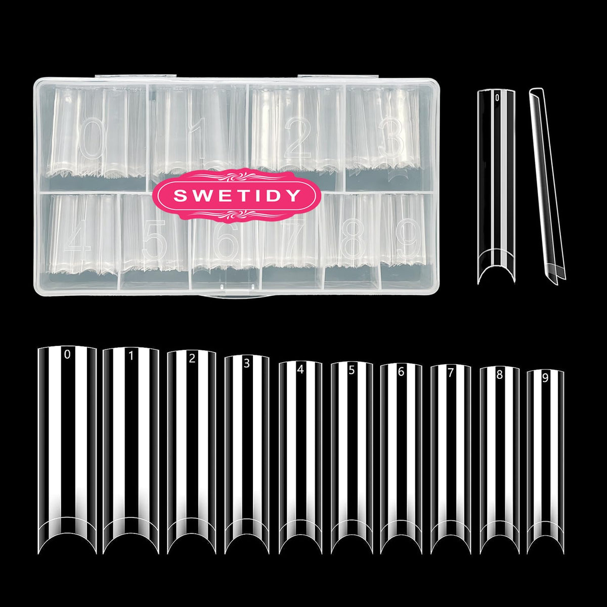 Swetidy 500Pcs Clear Acrylic Tapered Square Nail Tips - Half Cover For Diy Nail Art