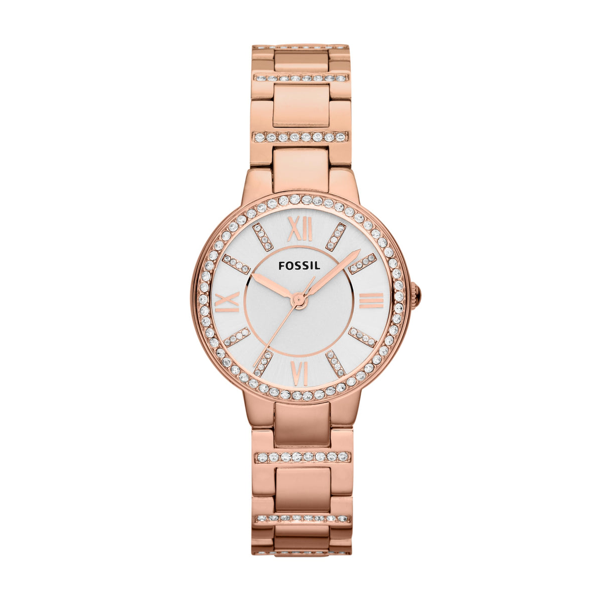 Fossil Women'S Rose Gold Glitz Stainless Steel Quartz Watch, Model Es3284