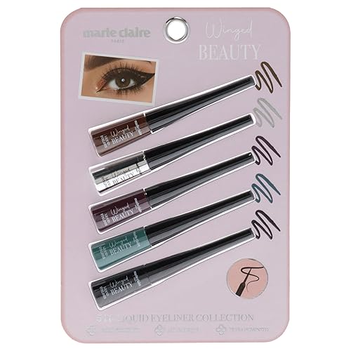 Marie Claire Liquid Eyeliner Set - Ultra-Precise, All-Day Wear, 5 Colors, Easy Application