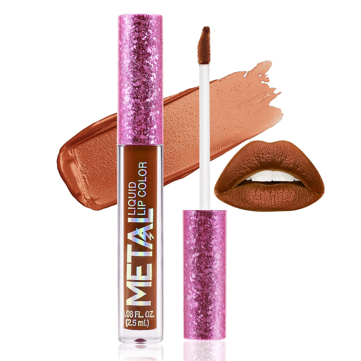 Boobeen Metallic Liquid Lipstick - Matte High Pigment Lip Gloss, Long Lasting, C-05, 0.35 Oz