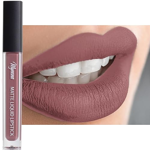 Mynena Rosy Nude Matte Liquid Lipstick - Waterproof, Smudge-Proof, Vegan, 1 Fl Oz, Eve