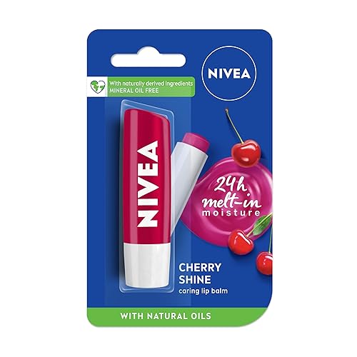 Nivea Fruity Shine Cherry Lip Care Balm, 4.8G - Moisturizing & Nourishing Lip Treatment