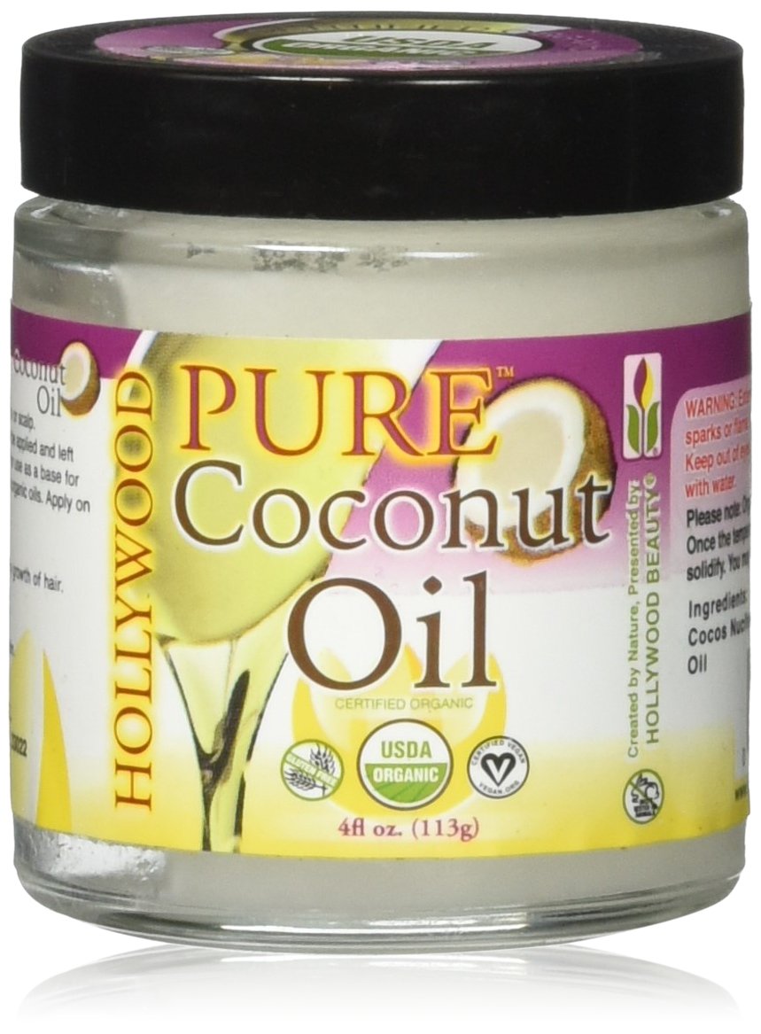 Hollywood Beauty 100% Pure Coconut Oil, 4 Oz - Natural Moisturizer For Skin & Hair