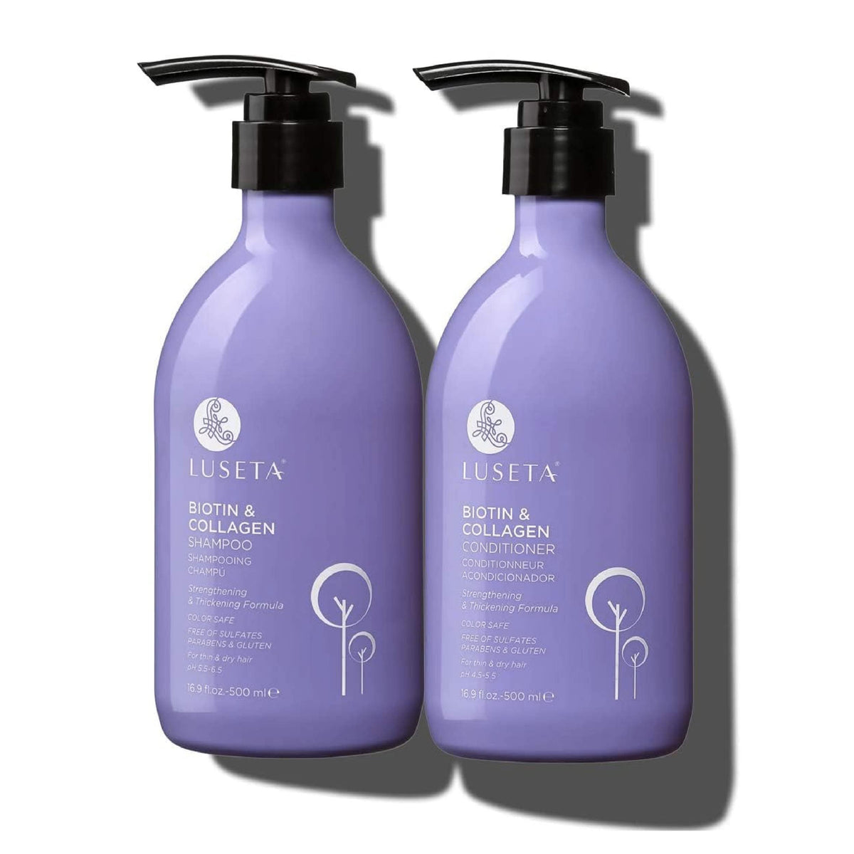 L Luseta Biotin Shampoo & Conditioner Set - Hair Growth, Thickening, Argan Oil, Sulfate & Paraben Free