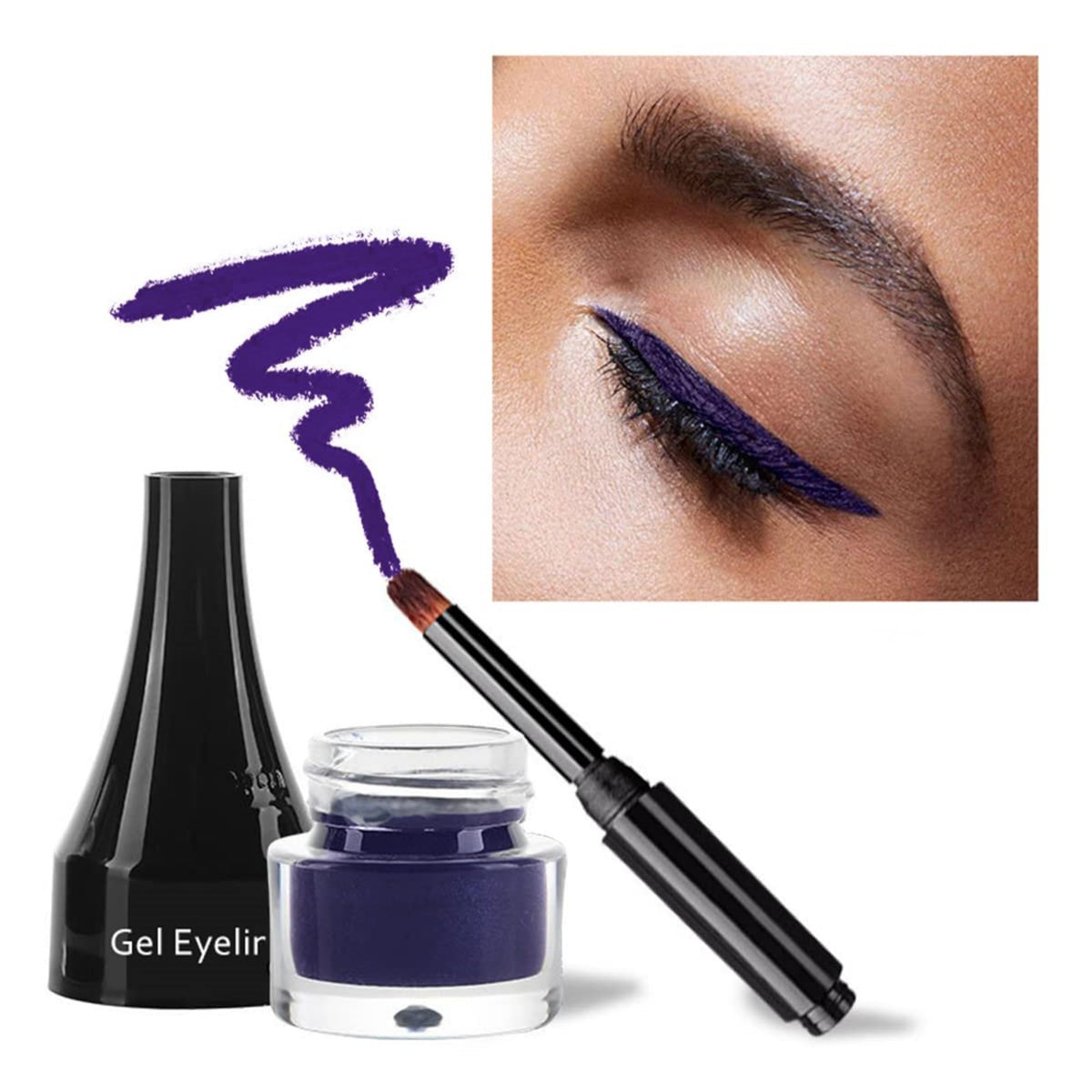 Maepeor Gel Eyeliner Set - 10 Colors Longlasting Waterproof Matte Cream With Brush, P10 Purple