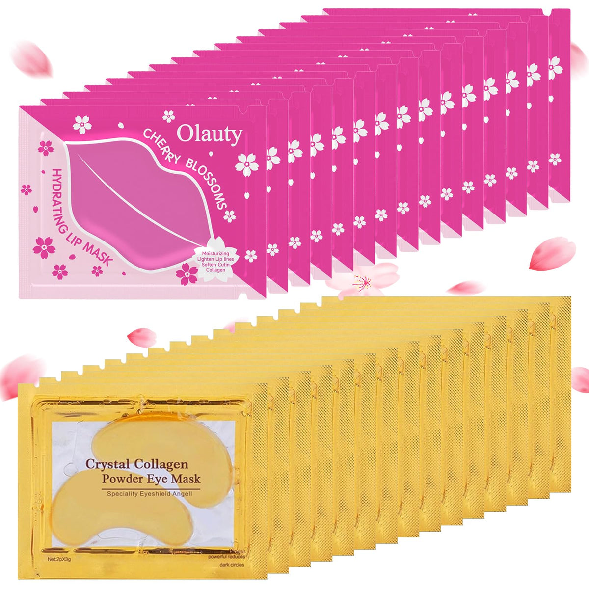 Deepmind 30 Pairs Collagen Lip & Under Eye Masks - 24K Gold, Moisturizing, Reduces Dark Circles