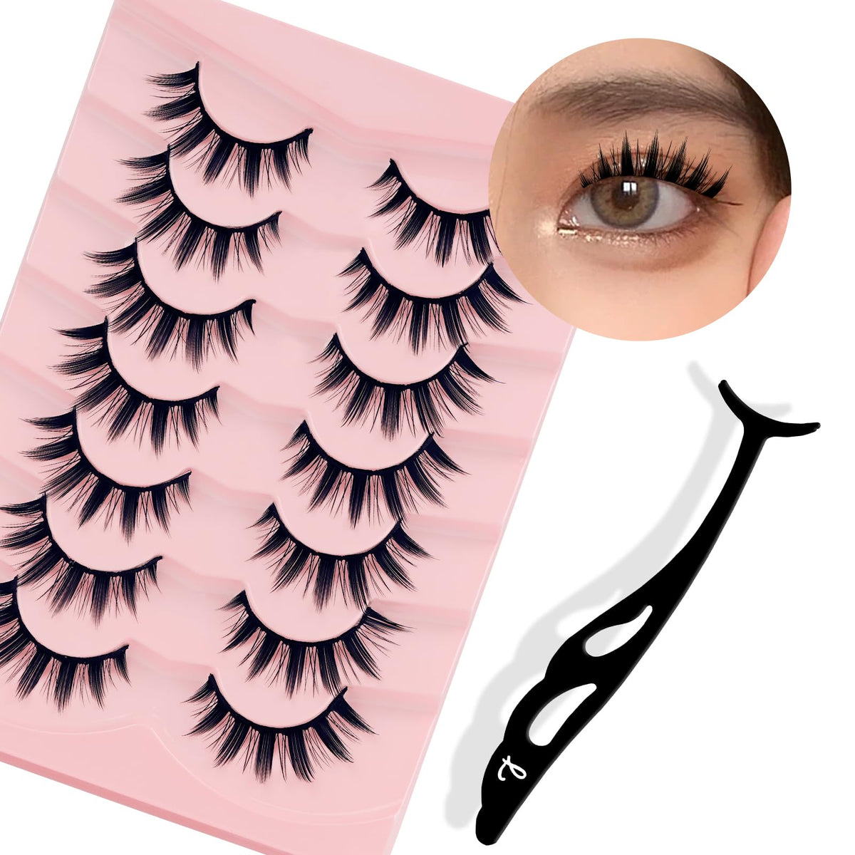 Lankiz Manga Lashes - Natural Look Anime False Eyelashes, 7 Pairs, Mink Wispy Fluffy Cluster