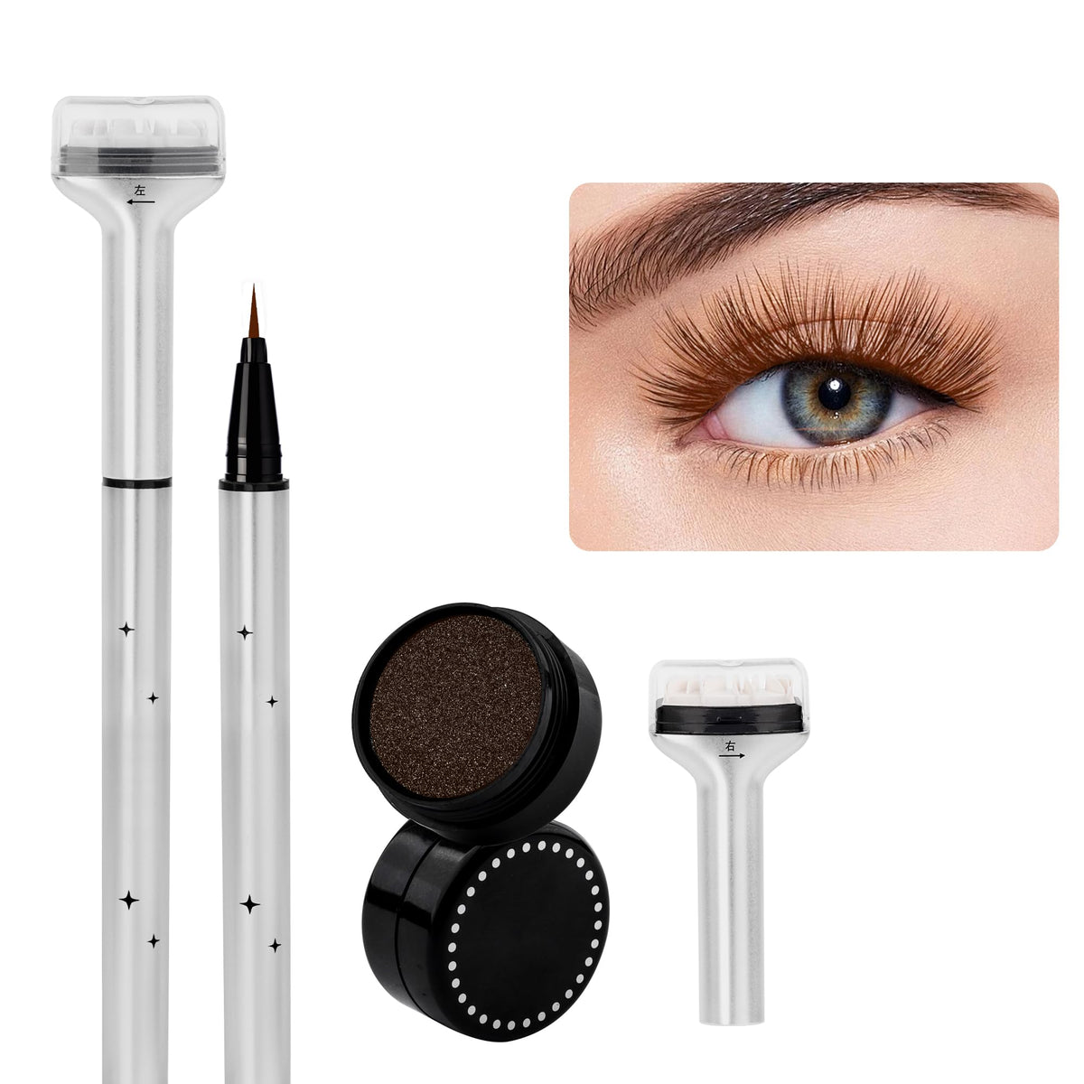 Gemerry Lower Lash Stamp - Waterproof Eyeliner Tool For Natural Eye Makeup - Brown