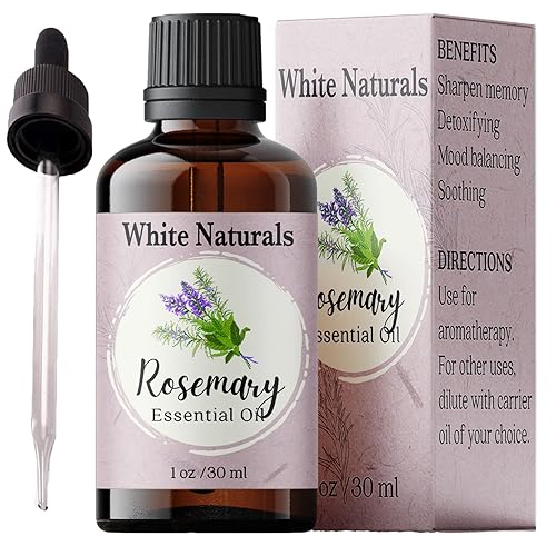 White Naturals Organic Rosemary Essential Oil, 100% Pure, Aromatherapy, 1 Fl Oz