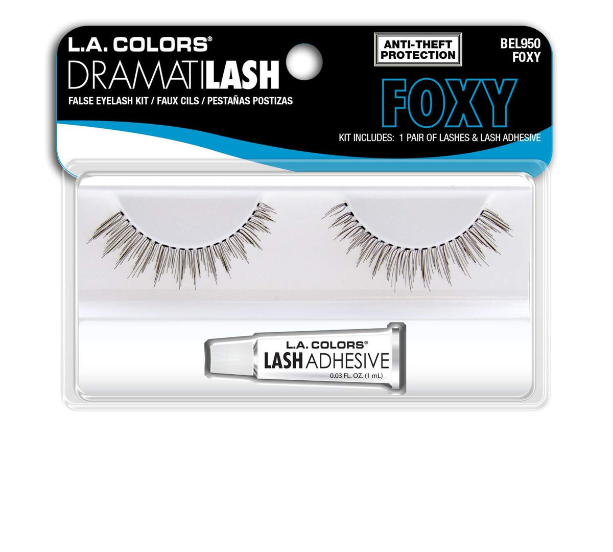 L.A. Colors Dramatilash Foxy False Eyelash Kit - Deluxe Black Lashes, 1 Count