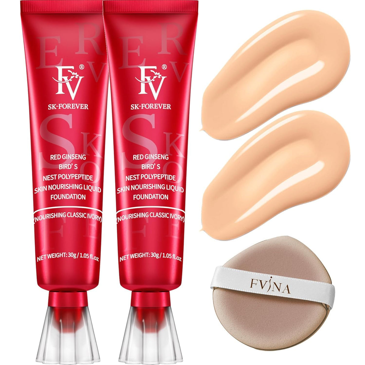 Fv Hydrating Liquid Foundation 2 Pack, Waterproof & Lightweight, Classic Ivory, Medium Coverage