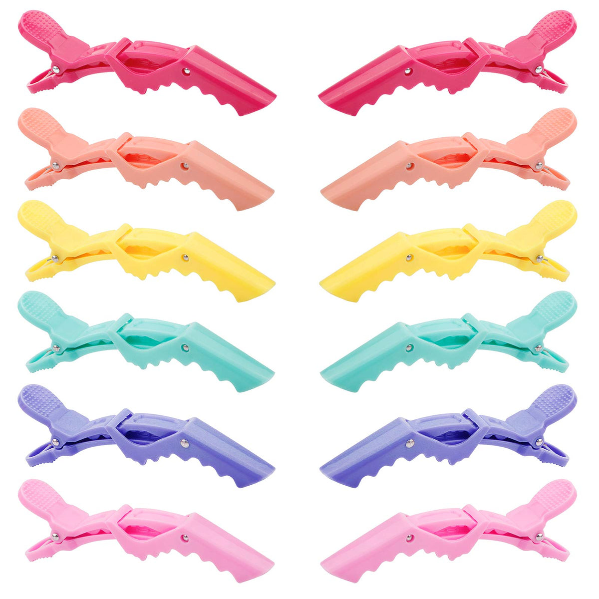 Glamfields 12 Pcs Alligator Hair Clips - Non-Slip, Durable Plastic Salon Clips For Styling