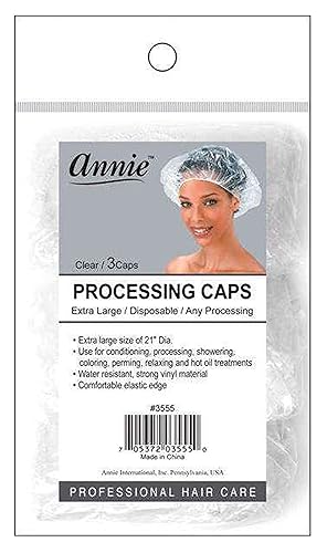 Annie Extra Large Disposable Processing Caps - 3 Pack Vinyl Hair Salon Accessories