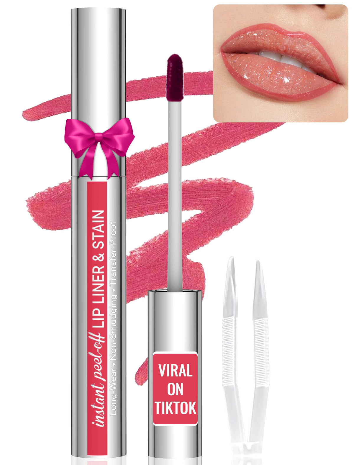 Vevivia Lighting Lip Liner Stain - Waterproof, Long Lasting, Highly Pigmented, Rose 0.11 Fl Oz