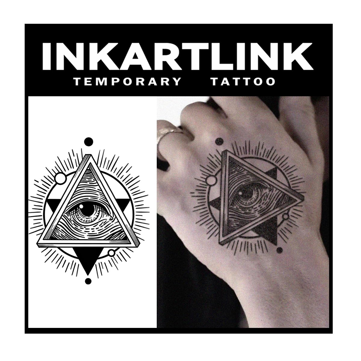 Inkartlink All-Seeing Eye Temporary Tattoo - 2 Sheets, Waterproof, Lasts 1-2 Weeks, Realistic Design