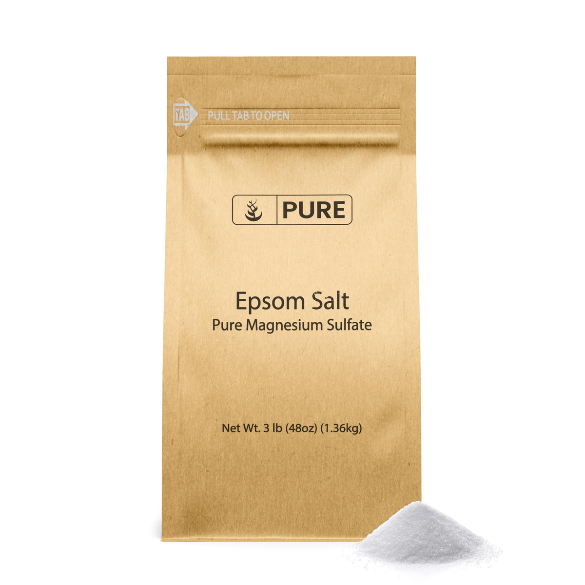 Pure Original Ingredients Epsom Salt 3 Lb - Food Grade Magnesium Sulfate For Bathing & Soaking