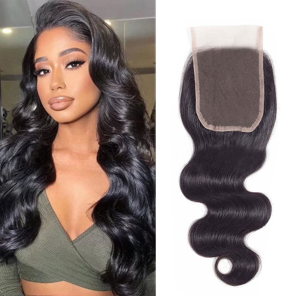 ROYAL IMPRESSION Body Wave 5x5 HD Lace Closure 20&quot; Virgin Brazilian Human Hair, Pre Plucked