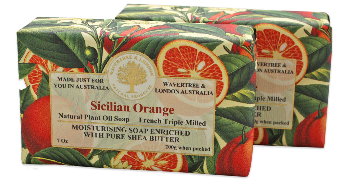 Wavertree & London Sicilian Orange Soap Bars, 7Oz Moisturizing Triple Milled, 2-Pack