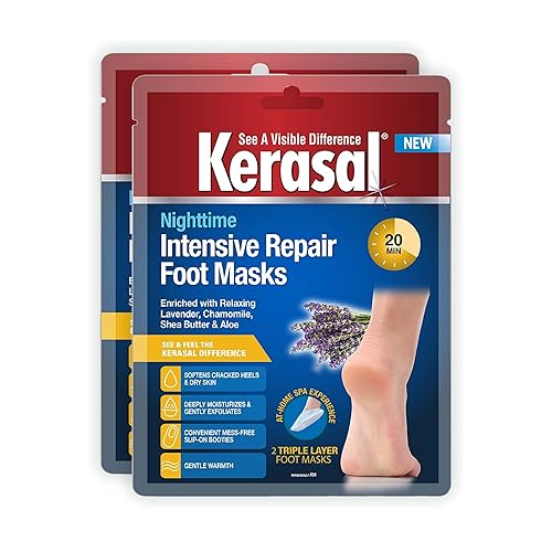 Kerasal Nighttime Intensive Repair Foot Masks For Cracked Heels & Dry Feet - 2 Pack