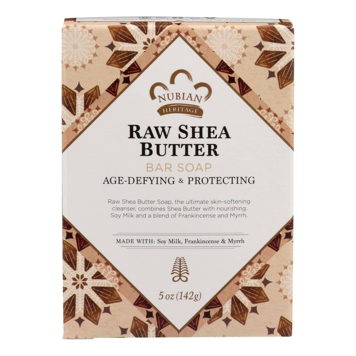 Nubian Heritage Raw Shea Butter Bar Soap 5 Oz - Moisturizing Natural Soap With Myrrh