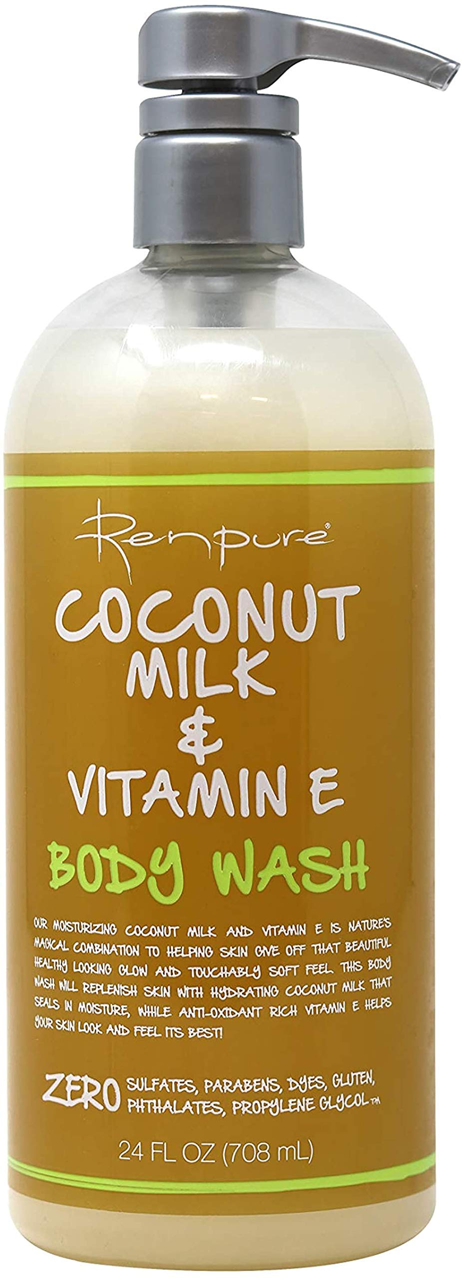 Renpure Coconut Milk & Vitamin E Body Wash, 24 Fl Oz - Hydrating & Nourishing Cleanser