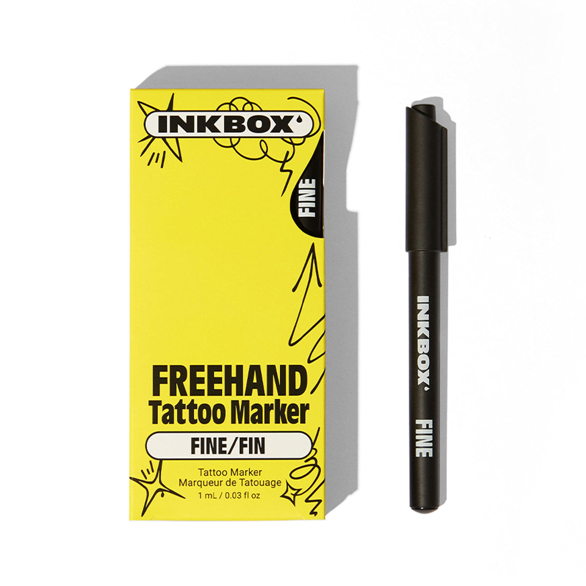 Inkbox Freehand Tattoo Marker - Fine Tip, Water-Resistant, Lasts 10 Days, Vegan, Black