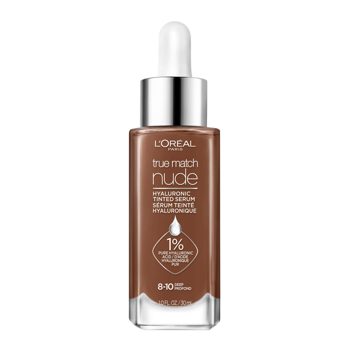 L'Oreal Paris True Match Nude Hyaluronic Tinted Serum Foundation, Deep 8-10, 1 Fl Oz