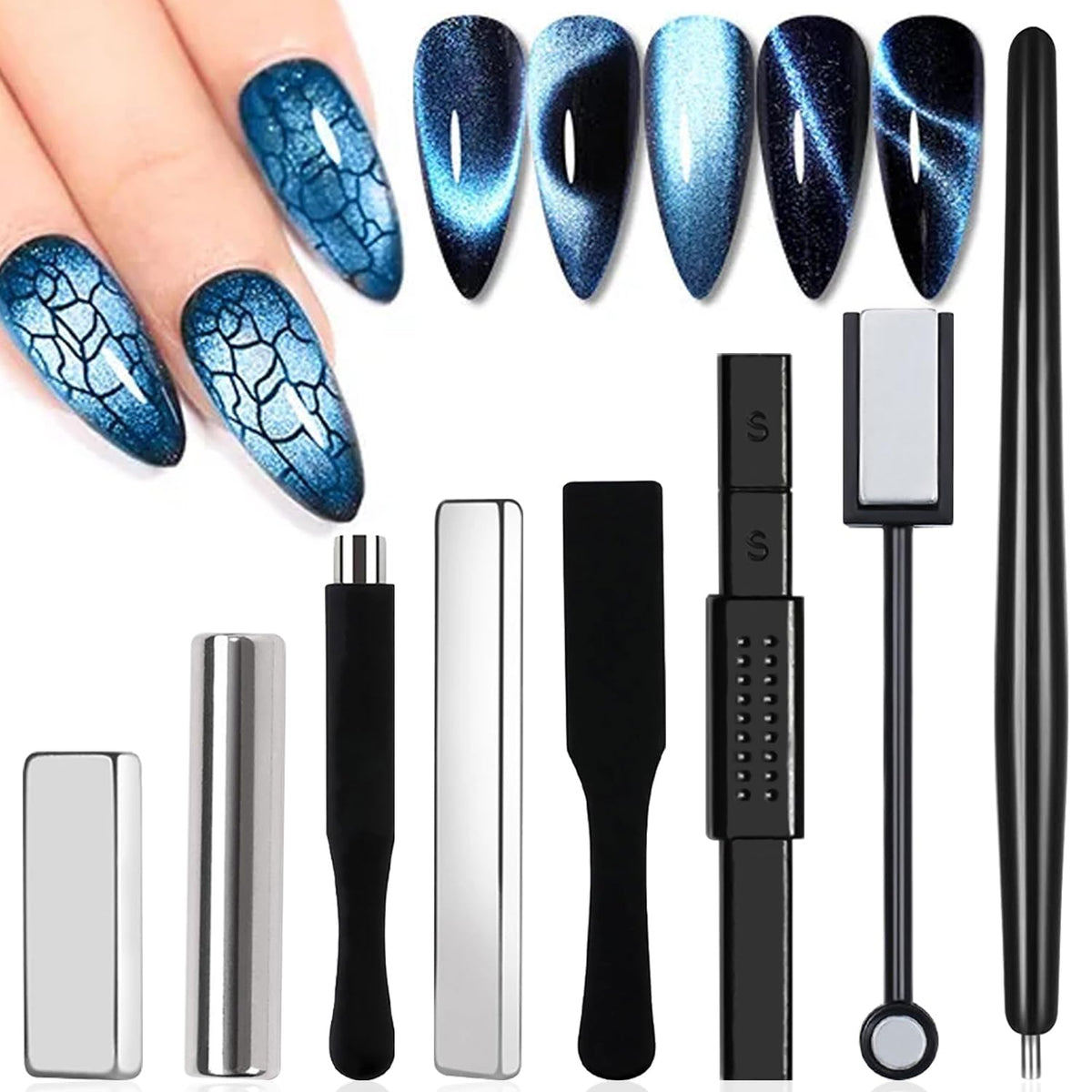 Danneasy 8Pcs Cat Eye Nail Magnets Set - Strong Acrylic Magnet Tools For Nail Art Design