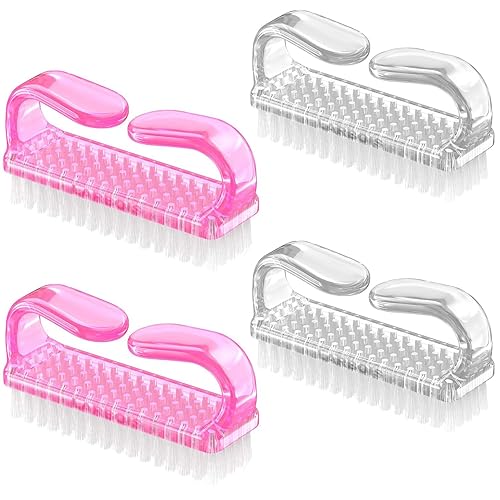 Larbois 4 Pack Handle Grip Nail Brush Set - Fingernail Cleaner for Men & Women, Pedicure Tool