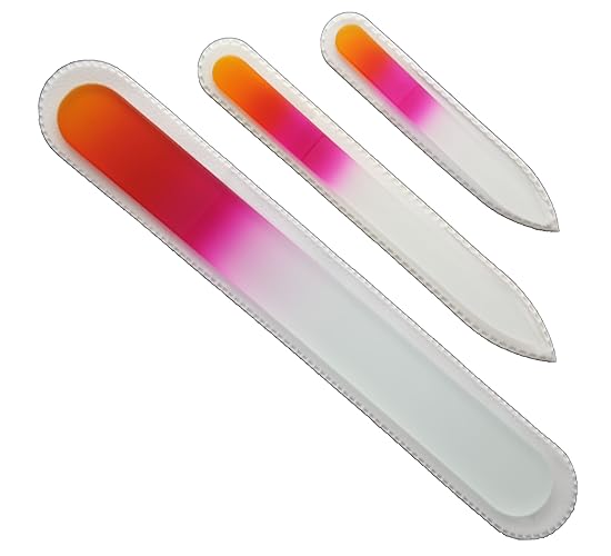 iDiva 3 Piece Colored Crystal Glass Nail Files Set for Manicures & Pedicures