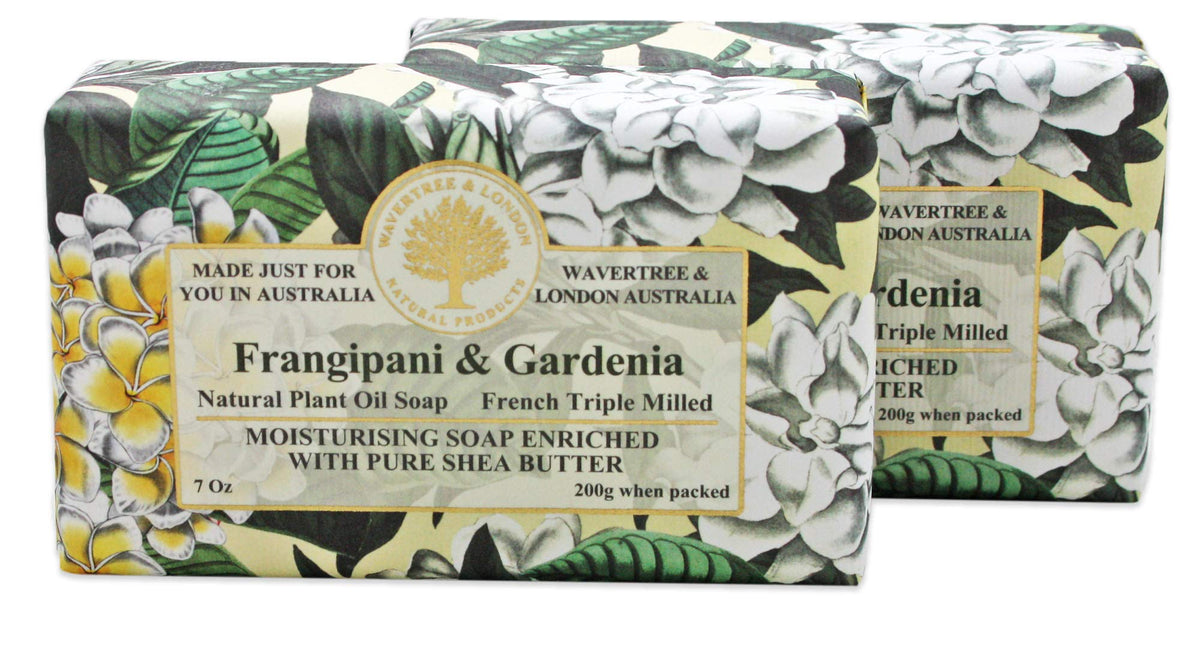 Wavertree & London Frangipani Gardenia Scented Soap Bars - 7Oz Moisturizing Shea Butter, 