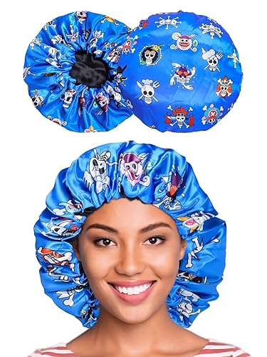 Crown Silky Satin Bonnet For Sleeping - Adjustable Soft Band, One Size, Blue Onep