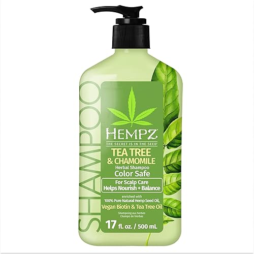 Hempz Biotin Hair Shampoo - Tea Tree & Chamomile For Scalp Care & Hair Growth, 17 Fl Oz