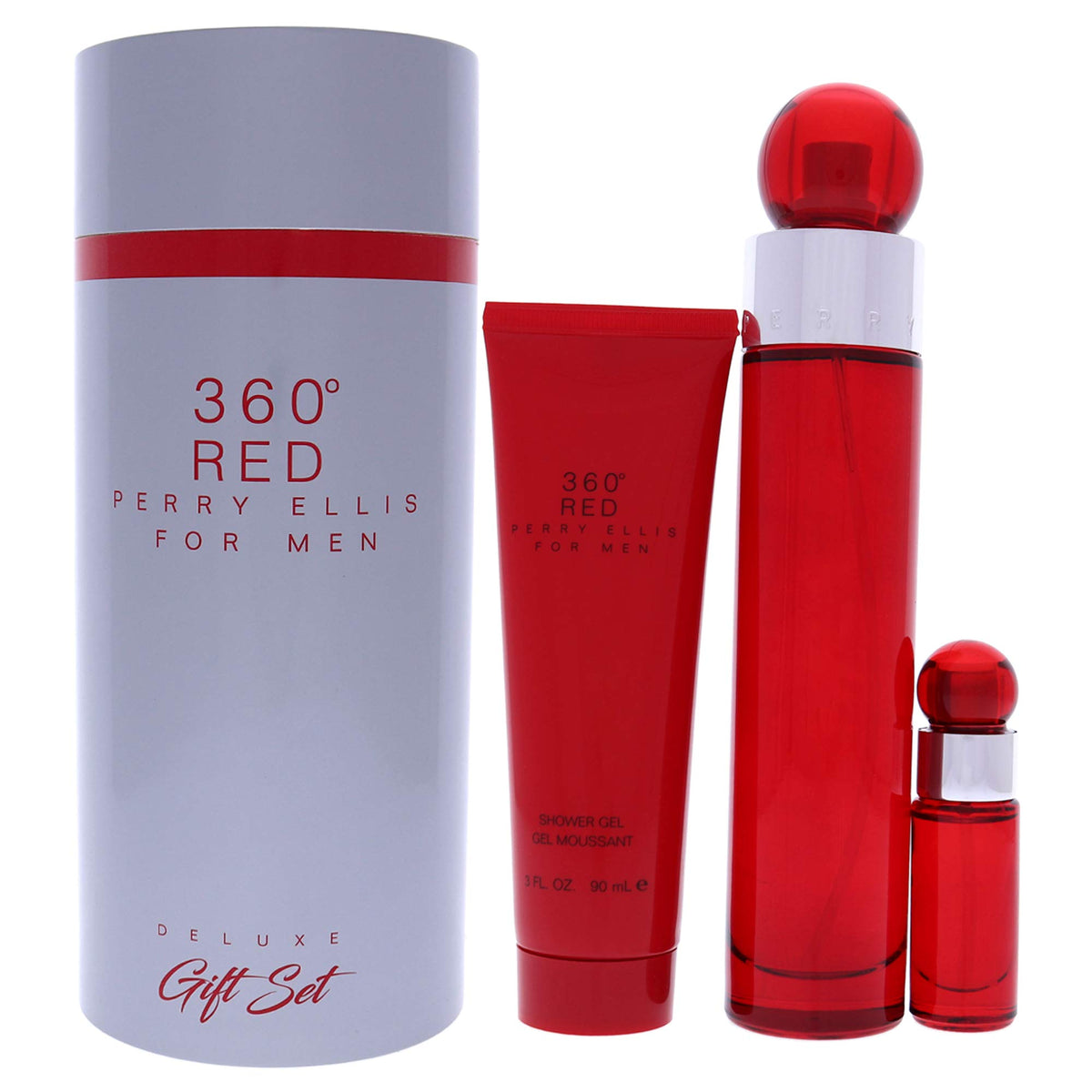 Perry Ellis 360 Red Men Gift Set: 3.4Oz Edt Spray, 7.5Ml Mini Spray, 3