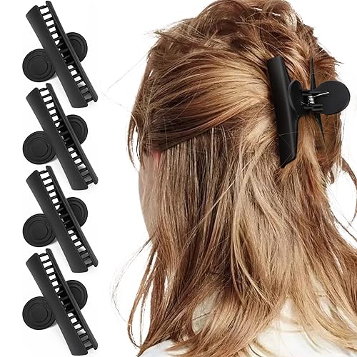 Segbeauty Professional Salon Butterfly Hair Clips - 4pcs Black Double Teeth Hair Sectioning Clamps