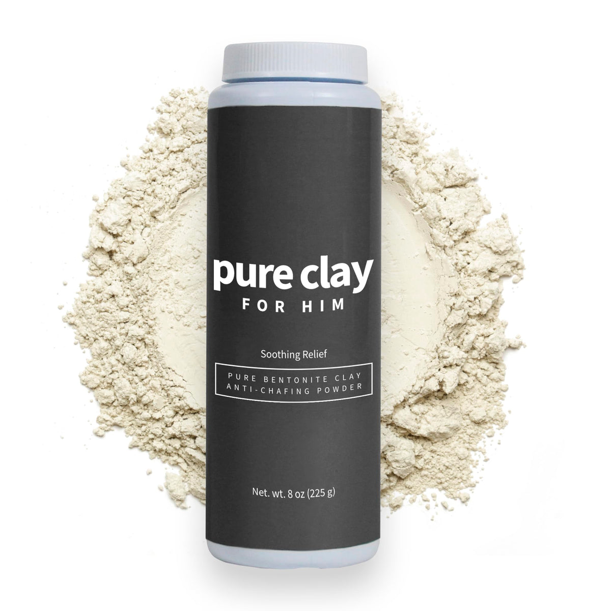 Pure Clay All Natural Anti Chafing Powder, 8 Oz Calcium Bentonite, Paraben & Talc Free