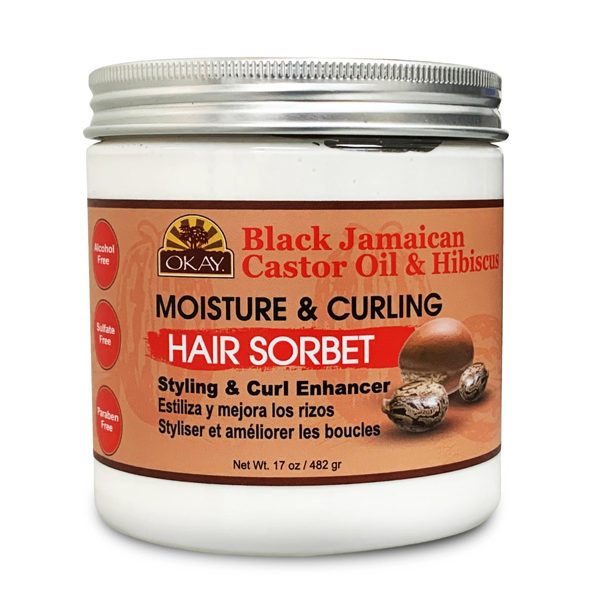 Okay Jamaican Castor Oil Moisture & Curling Hair Sorbet, 17 Oz - Hydrating & Curl Defined