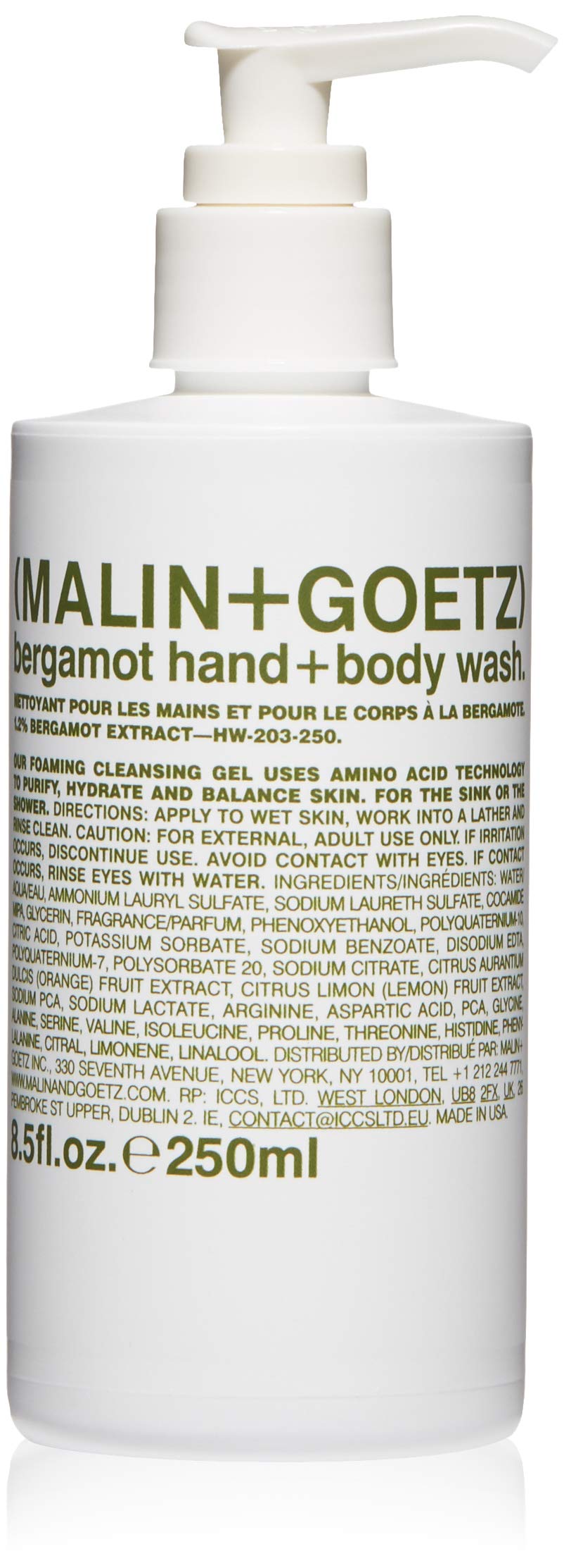 MALIN+GOETZ Bergamot Hand + Body Wash, Clear, 8.45 Fl Oz - Refreshing & Hydrating